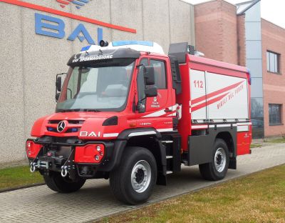 New BAI fire fighting vehicle model VSAC 1700 M CAFS on MB Unimog U 427 chassis