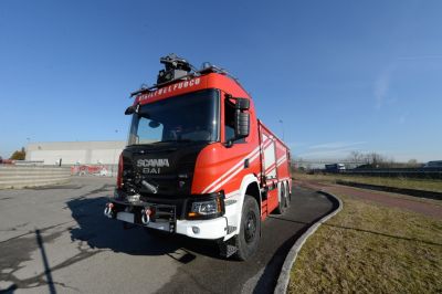 New airport fire fighting vehicle, BAI model BAI VSA 8600 S / DP250.  Prototype tested and approved