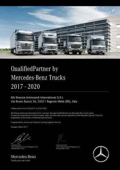 BAI allocated QualifiedPartner status by Mercedes-Benz Trucks 