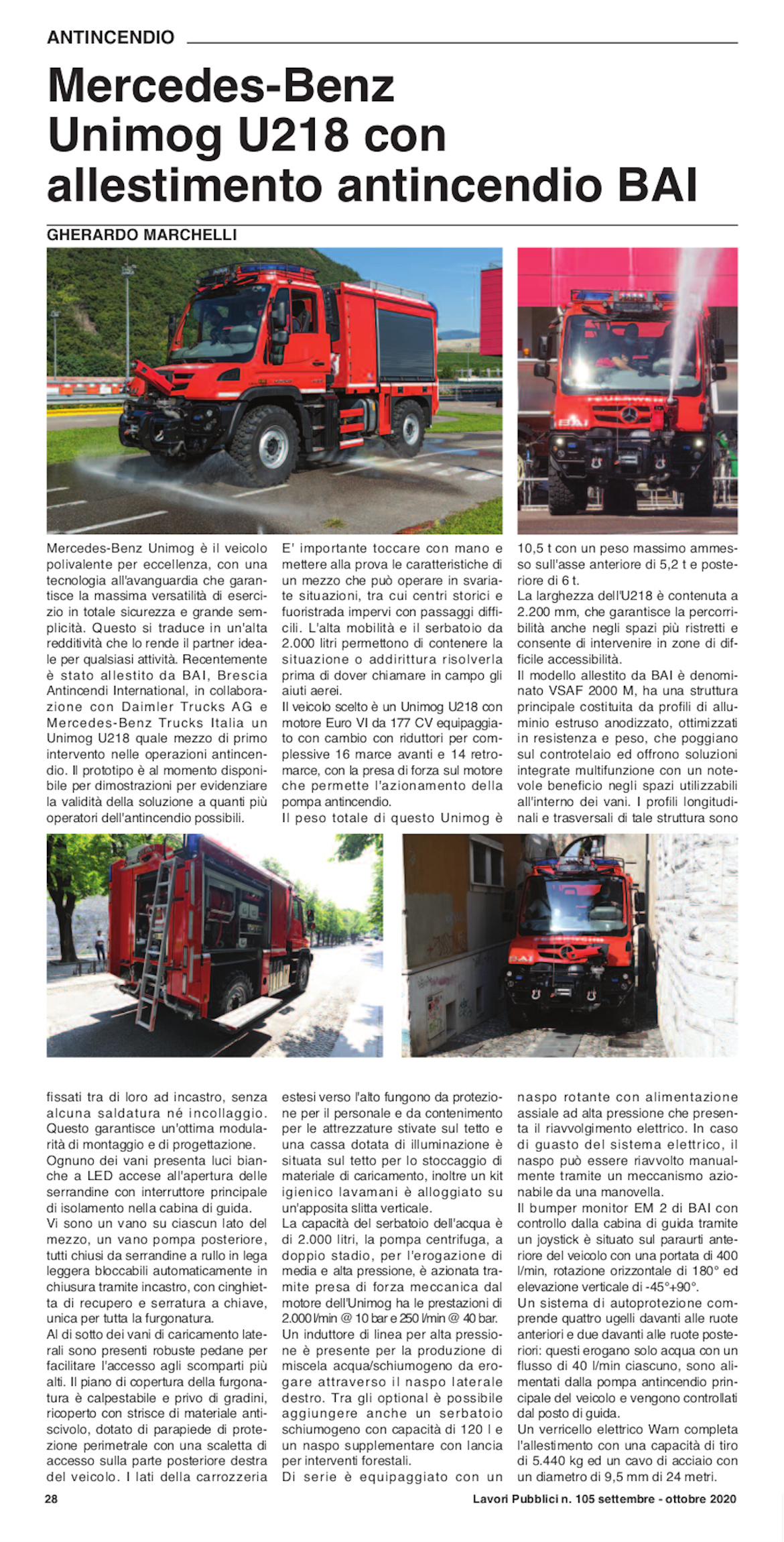 Lavori Pubblici articolo Unimog BAI ottobre 2020